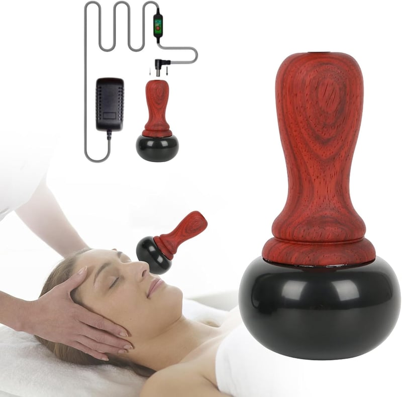 Heißsteine-Massage-Set mit 5-Gänge Wärmegerät und Gua Sha Werkzeug