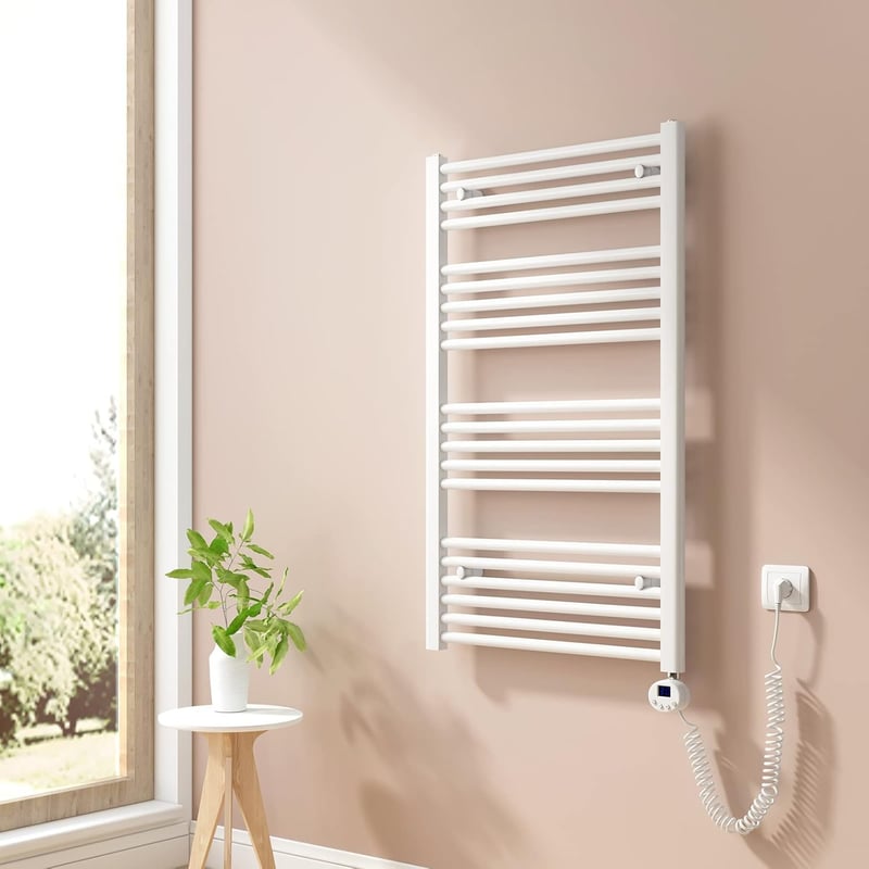 Elektrischer Handtuchwärmer 100x60cm mit digitalem Thermostat, Weiß