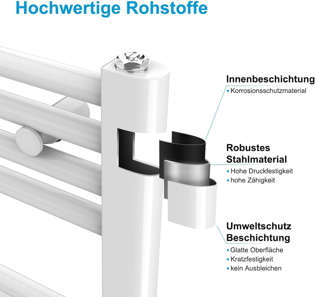 Elektrischer Handtuchwärmer 100x60cm mit digitalem Thermostat, Weiß