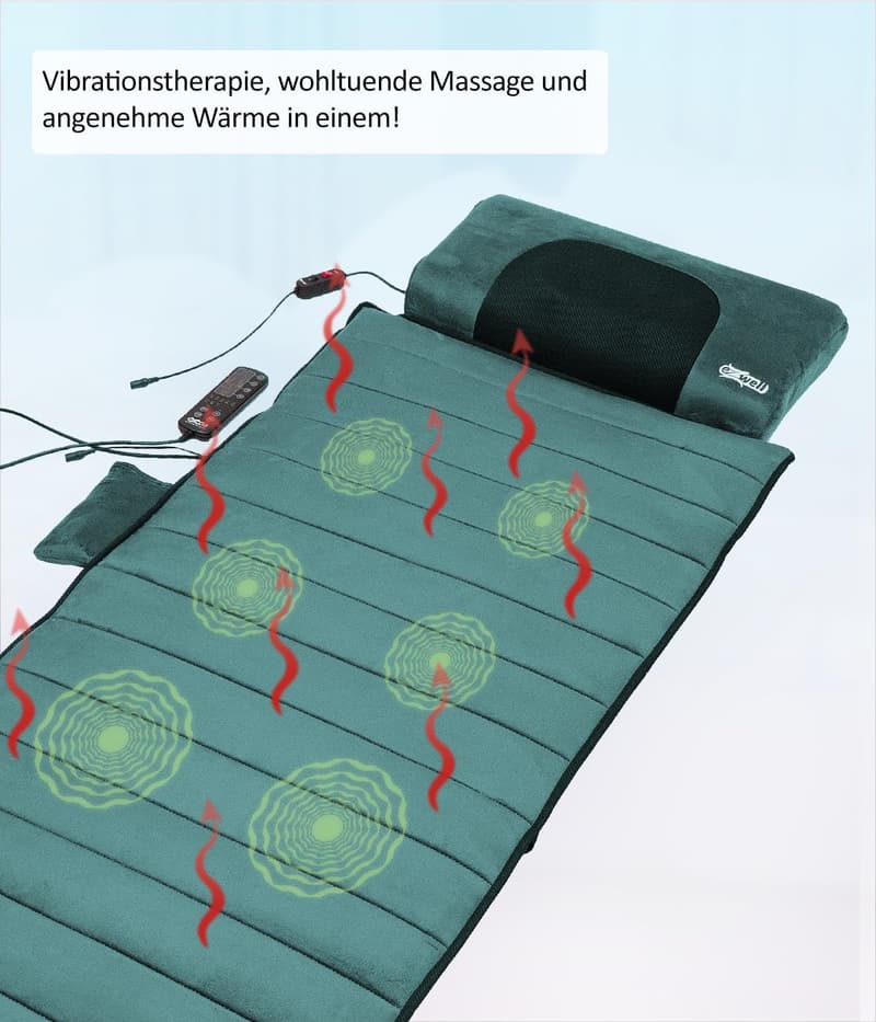 Ganzkörper-Massagematte mit Wärmefunktion, 5 Modi, 65 x 190 cm