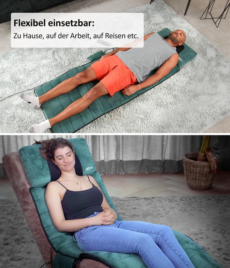 Ganzkörper-Massagematte mit Wärmefunktion, 5 Modi, 65 x 190 cm