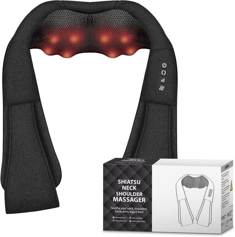 Shiatsu Nackenmassagegerät mit Wärme – 3D Knetmassage für Rücken und Beine