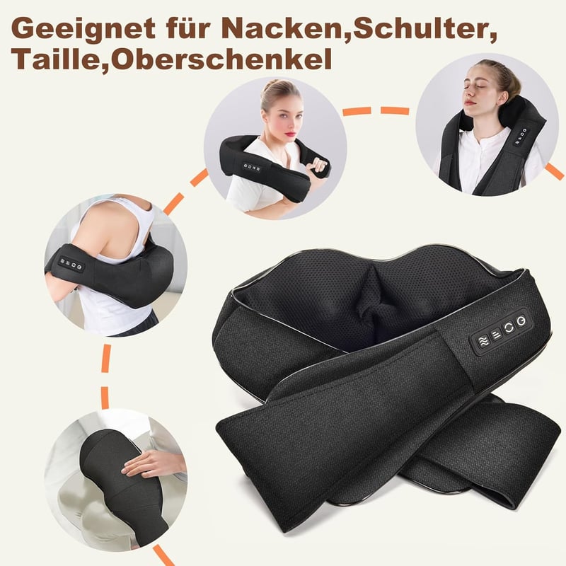 Shiatsu Nackenmassagegerät mit Wärme – 3D Knetmassage für Rücken und Beine
