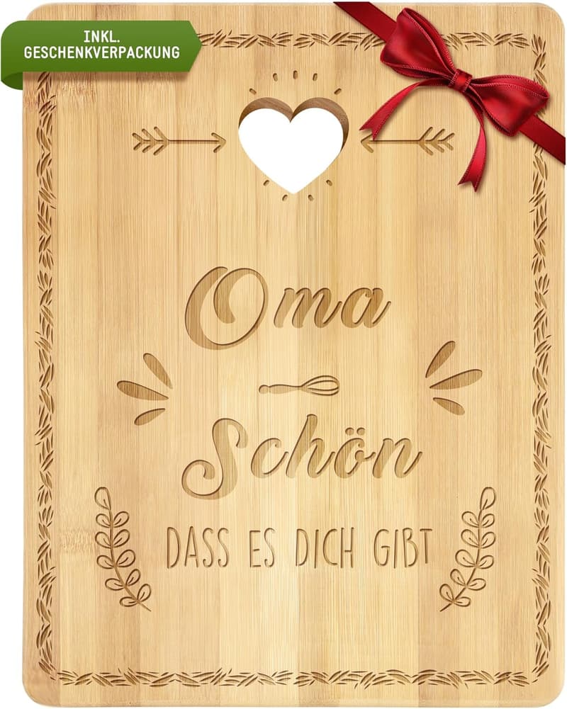 Geschenk zum Geburtstag: Bambus Schneidebrett für die beste Oma