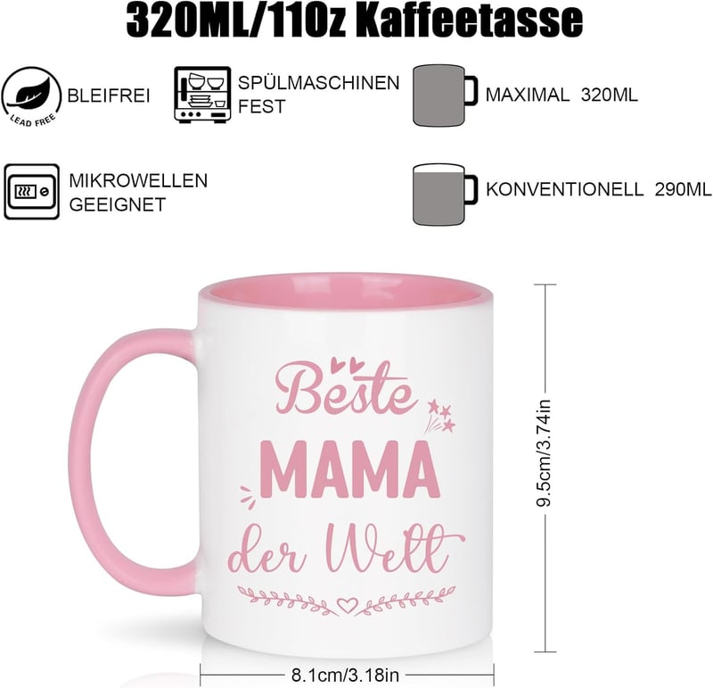 Geburtstagsgeschenk Kaffeetasse für Mama mit Spruch 