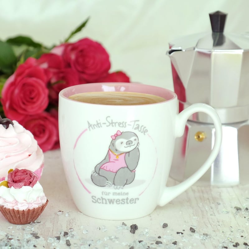 Anti-Stress-Tasse für Schwester aus New Bone China, 45 cl
