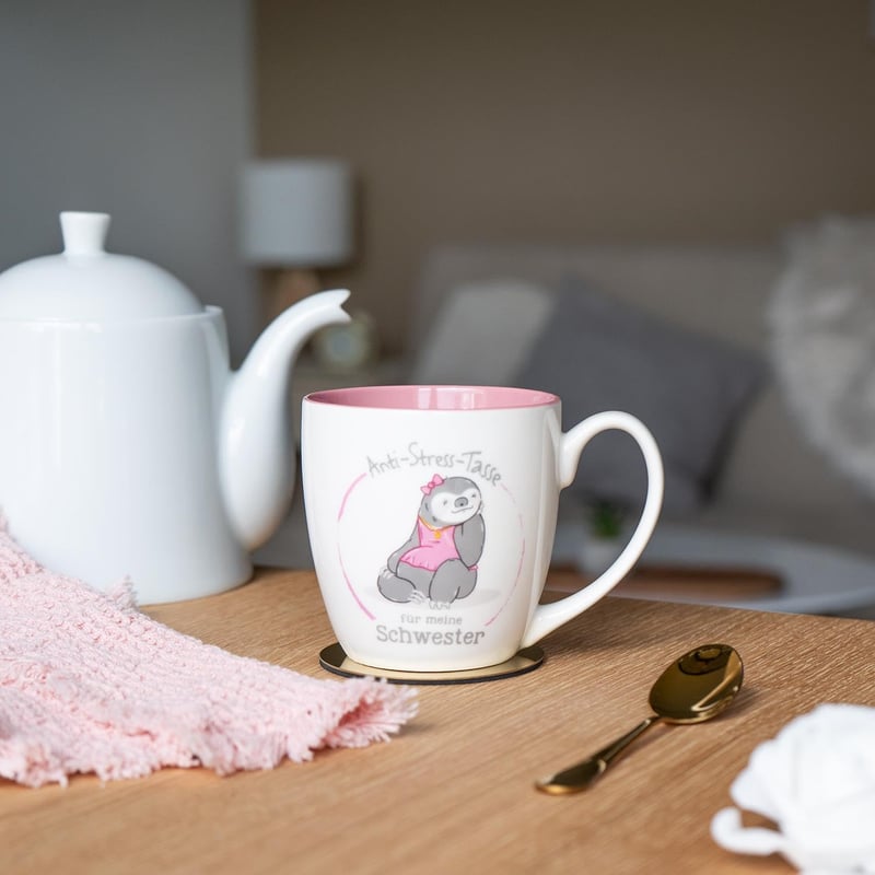 Anti-Stress-Tasse für Schwester aus New Bone China, 45 cl
