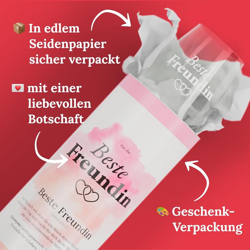 Geschenk für beste Freundin: Weinglas XL (530ml) mit Gravur in Geschenkbox