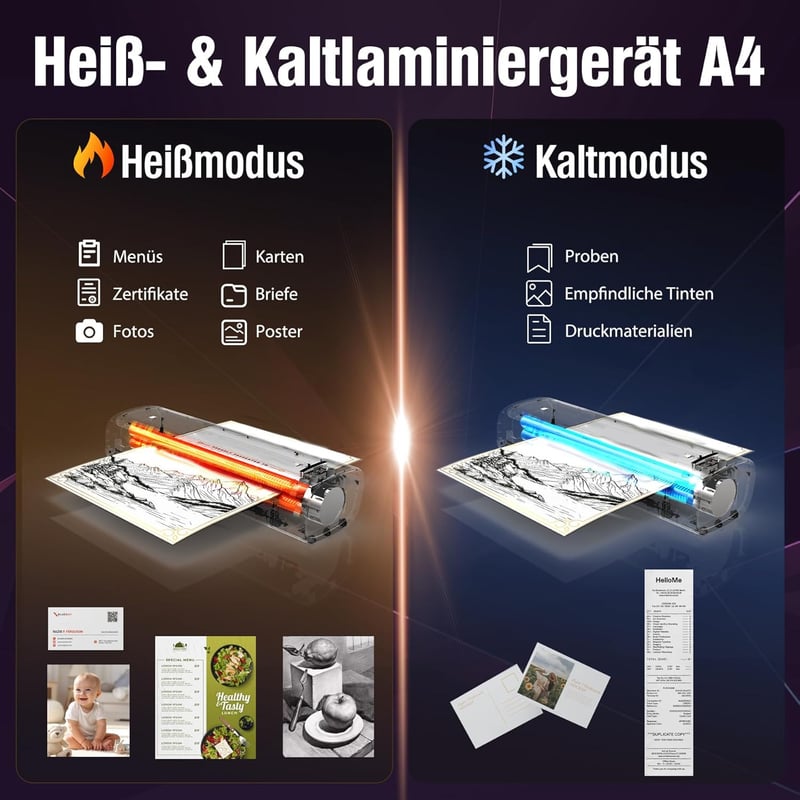 OidoZac 4-in-1 Laminiergerät A4 mit Papierschneider und 15 Folien