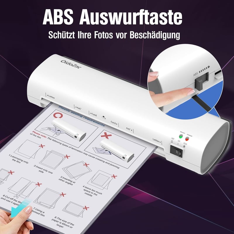 OidoZac 4-in-1 Laminiergerät A4 mit Papierschneider und 15 Folien