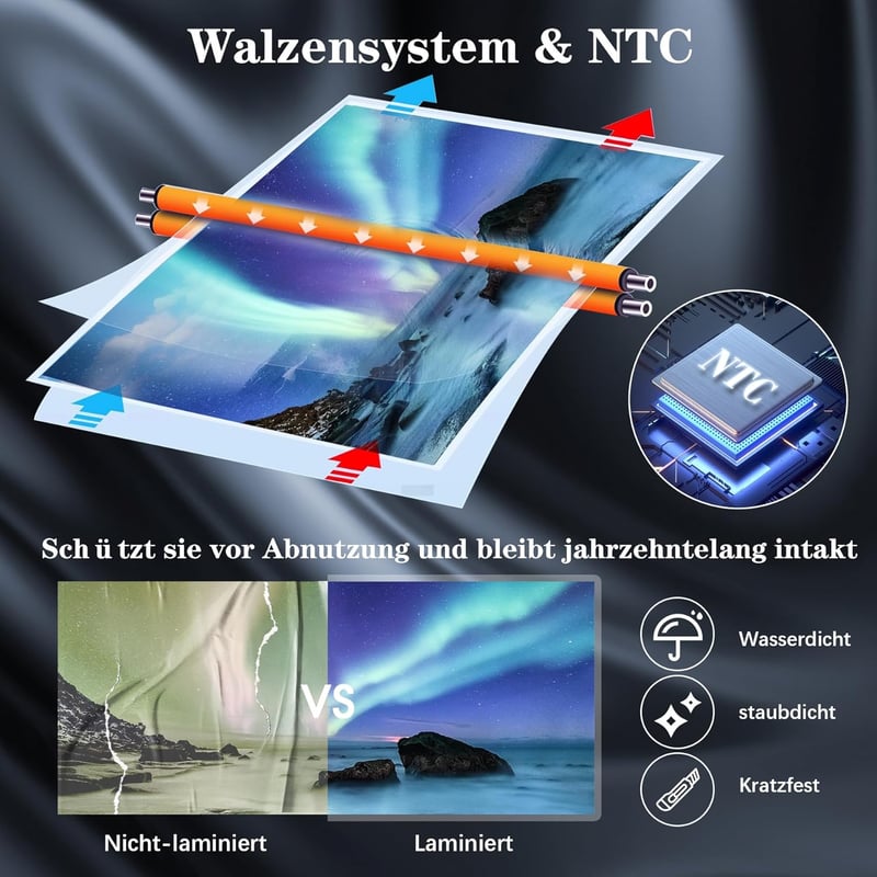 All-in-One A4 Thermolaminiergerät mit Trimmer und 36 Folien