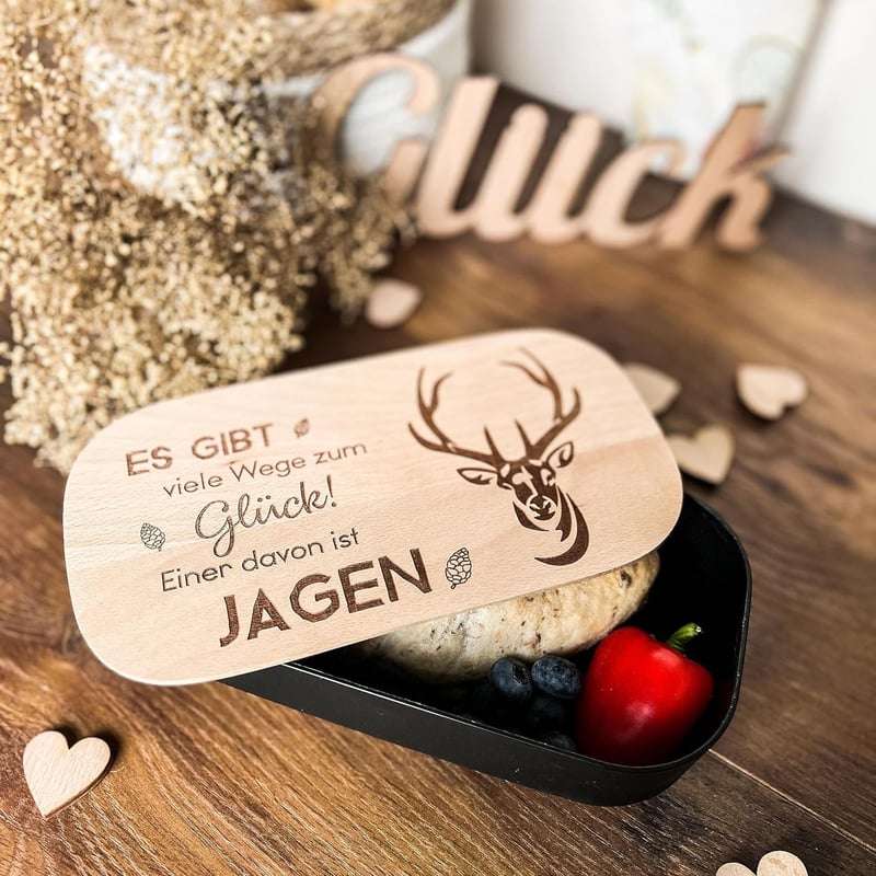 Gravierte Lunchbox mit Frühstücksbrettchen für Jäger
