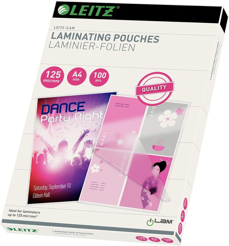 Leitz A4 Heißlaminierfolien 125 mic, 25er Pack, abgerundete Ecken, glänzend