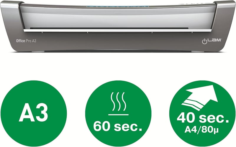 Leitz A3 Laminiergerät für Büro und Schule, inkl. Starterkit, Weiß/Silber
