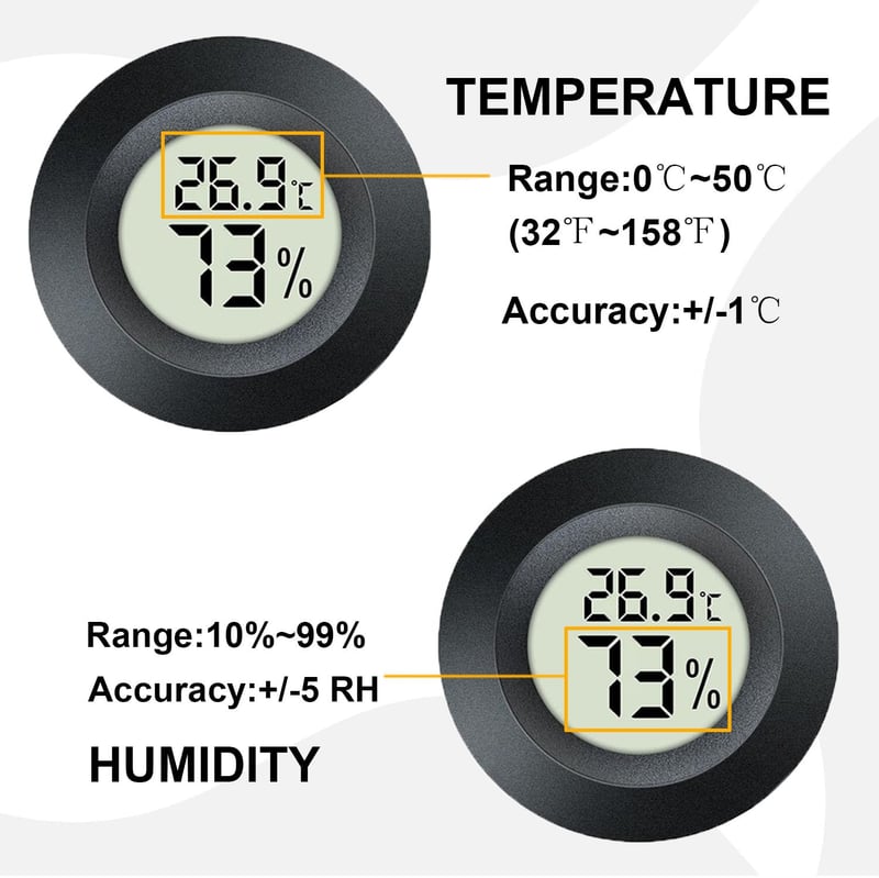 Digitales Hygrometer und Thermometer für Innen- und Außenbereich (schwarz, 2er-Set)
