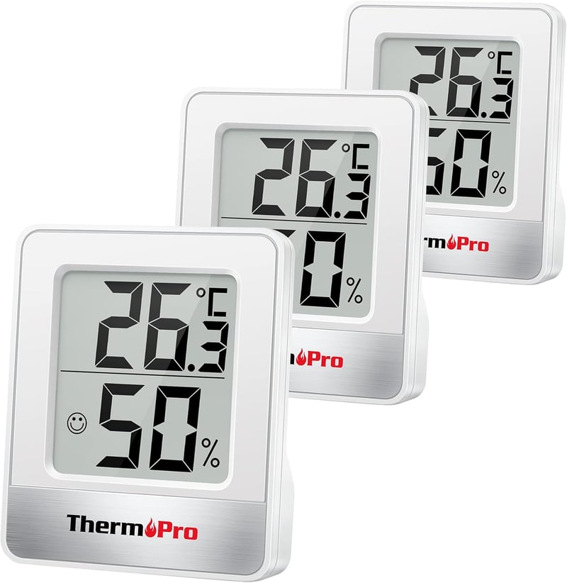 ThermoPro TP49W-3 digitales Mini Thermo-Hygrometer mit Smiley-Indikator
