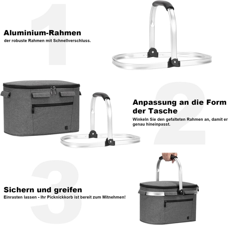 Faltbare Kühlbox für Picknick und Einkauf – isolierter Thermokorb für 2 Personen