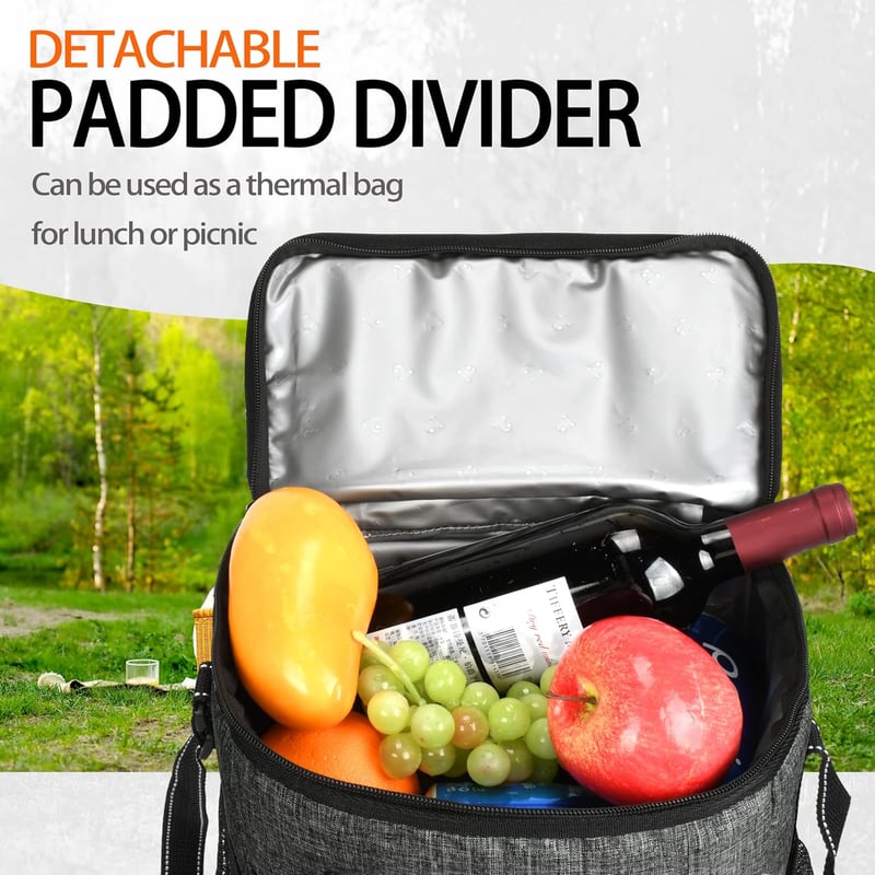 Kühltasche für 6 Flaschen – Handtasche für Picknick und Camping, Schwarz