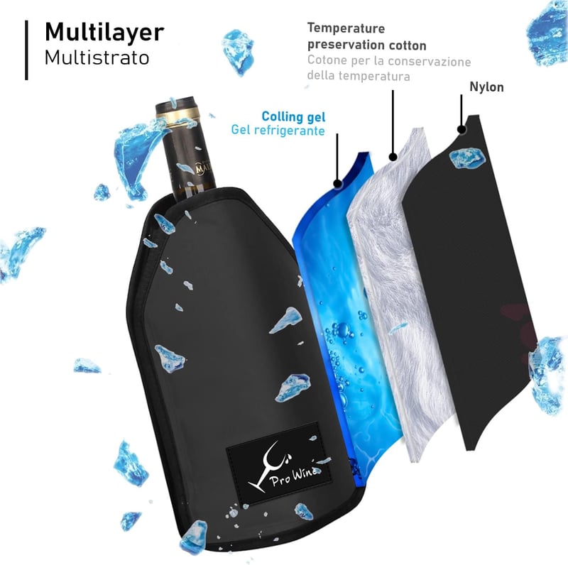 Wein-/Champagner-Thermobeutel aus wasserabweisendem Material (Schwarz)