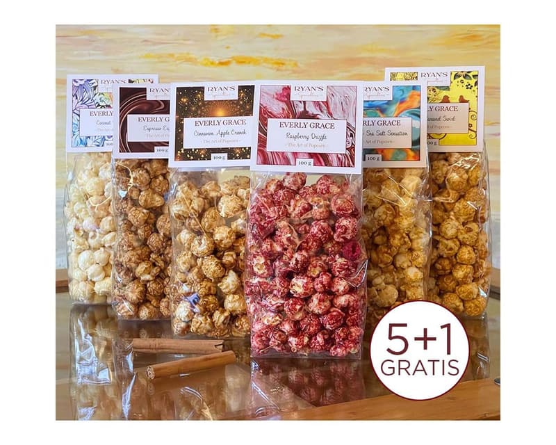 Popcorn-Set mit 6 handgemachten Sorten à 100 g – Everly Grace
