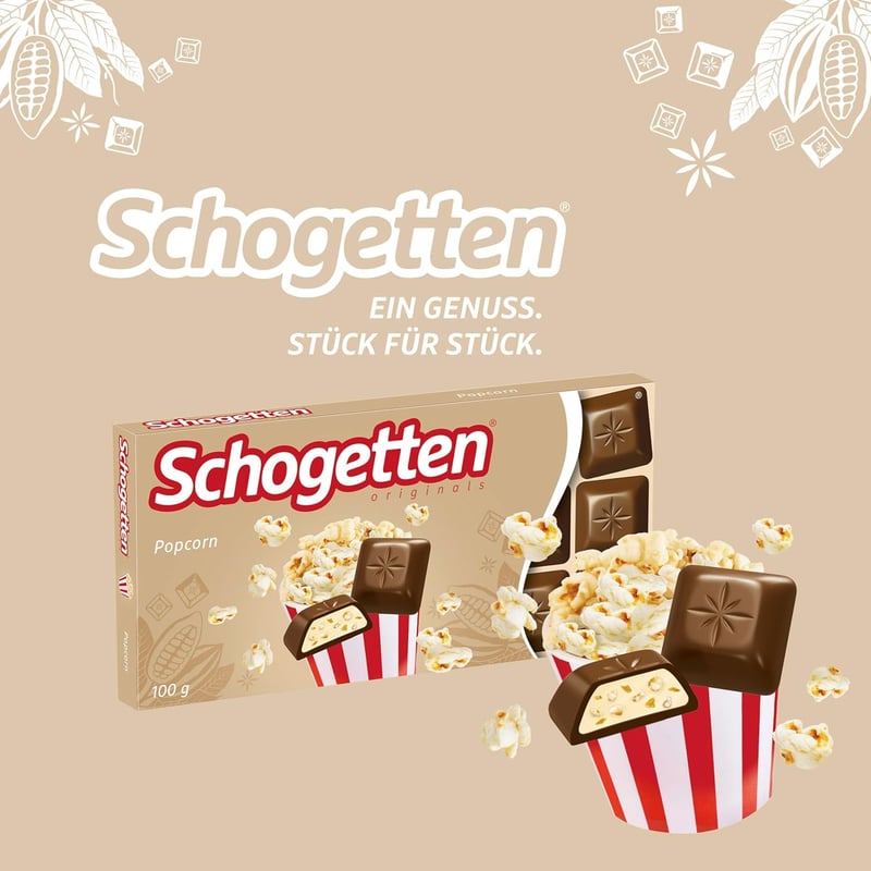 Schogetten Popcorn Vollmilchschokolade 100g mit Maisstückchen