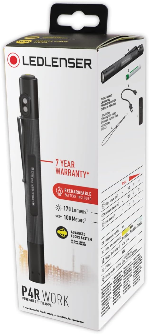 Aufladbare LED Stiftleuchte P4R für Handwerker, 170 Lumen, fokussierbar