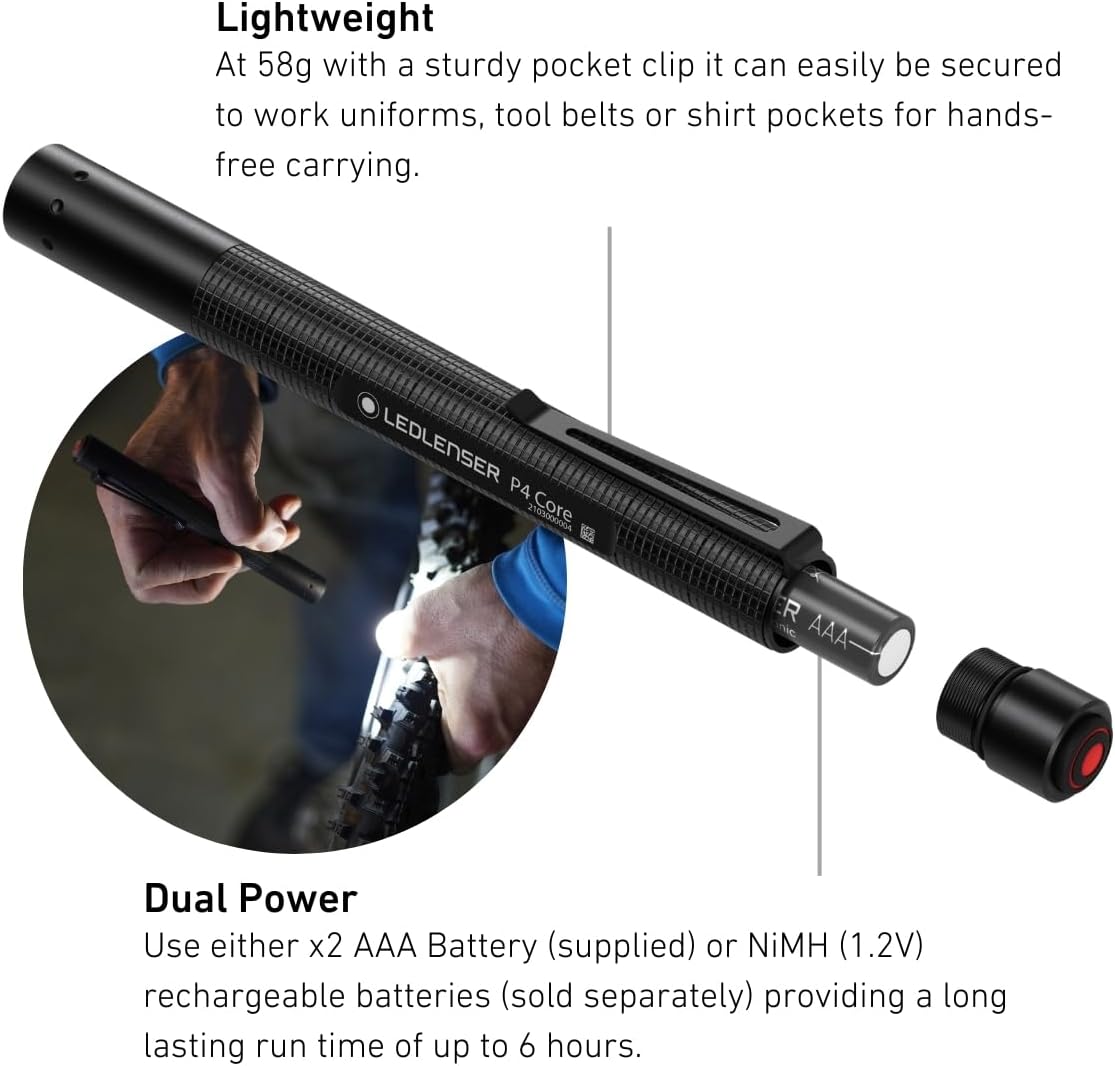 Ledlenser P4 Core Taschenlampe, 90 Lumen, ultrakompakt für Outdoor