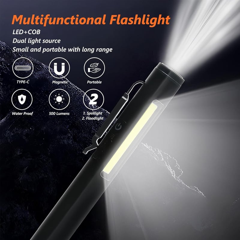 Mini Taschenlampe, USB-aufladbar, IPX4 wasserdicht, perfekt für Inspektion