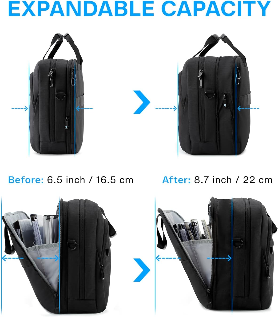 Erweiterbare 17,3-Zoll-Laptoptasche für Herren und Damen, abschließbar