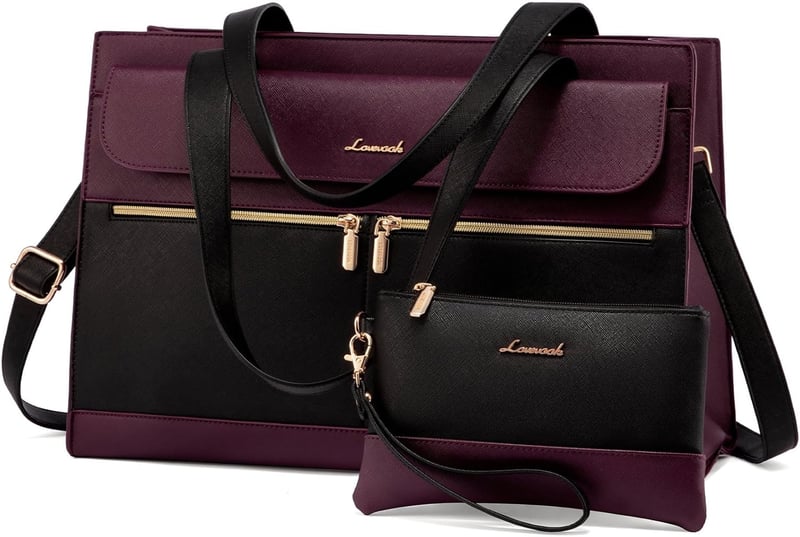 Elegante Laptoptasche für Damen 17,3 Zoll aus PU Leder, Violett