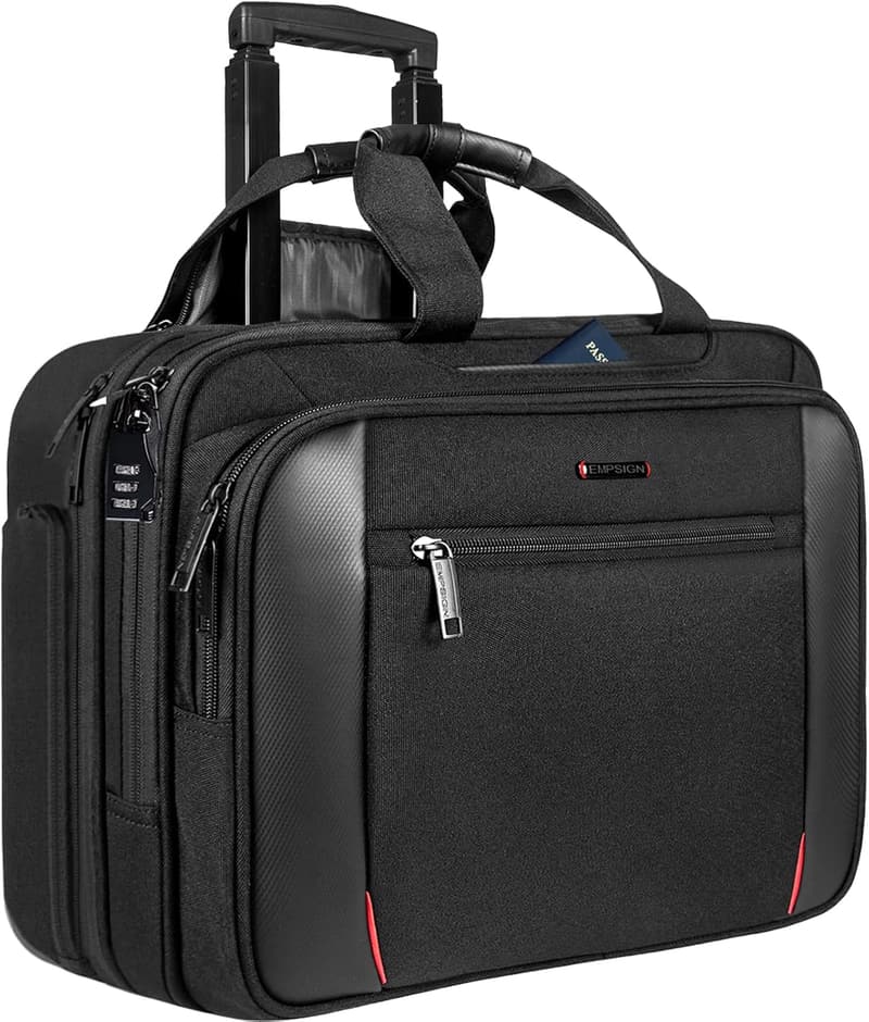 Wasserdichte Laptoptasche mit Rollen für bis zu 17,3 Zoll - Schwarz