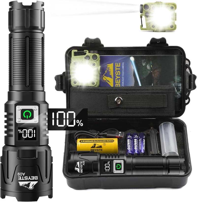 Extreme Helligkeit Taschenlampe 500000 Lumen, wiederaufladbar für Outdoor-Notsituationen