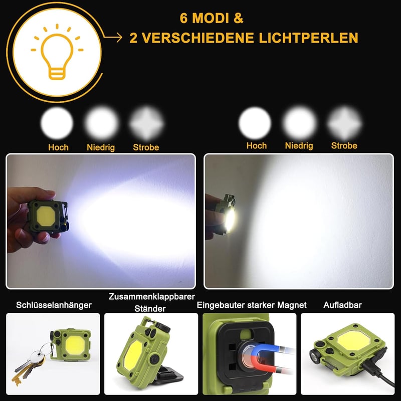 Extreme Helligkeit Taschenlampe 500000 Lumen, wiederaufladbar für Outdoor-Notsituationen