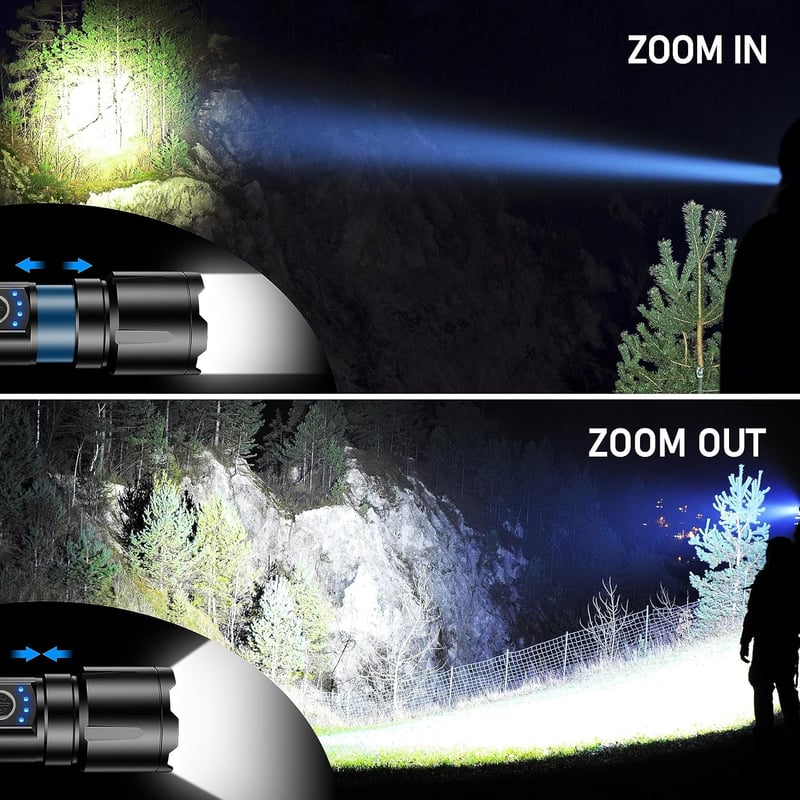 Taktische LED-Taschenlampe 500000 Lumen, aufladbar, IP67 wasserdicht