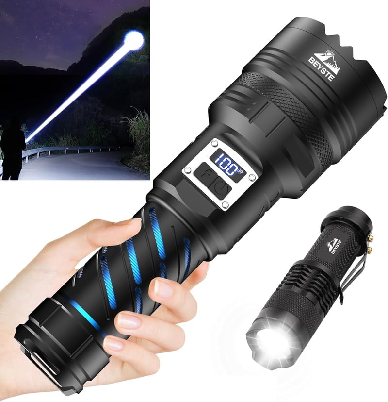 Extreme Helligkeit LED Taschenlampe 600000 Lumen, USB Aufladbar für Outdoor