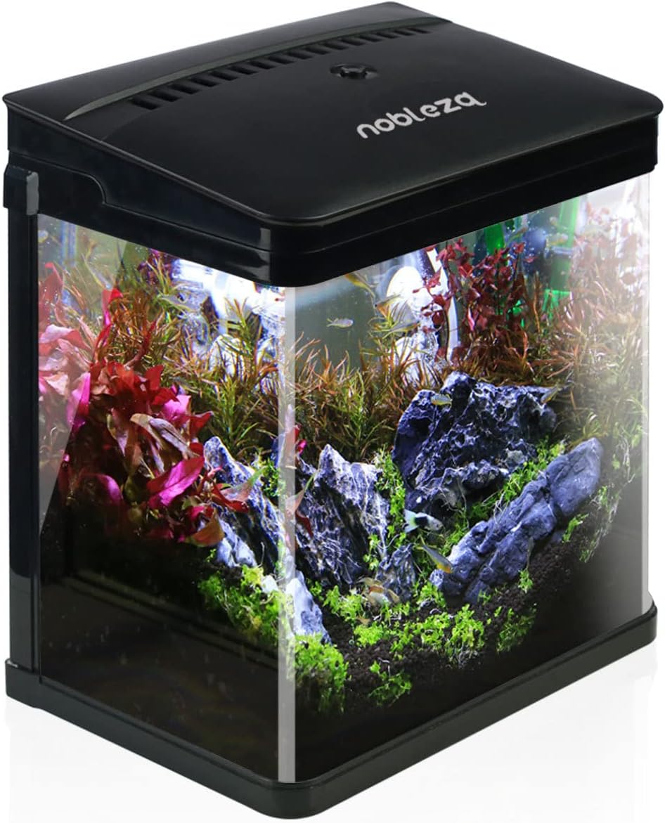 Nobleza Nano-Fischtank mit LED und Filtersystem, 7 Liter, Schwarz