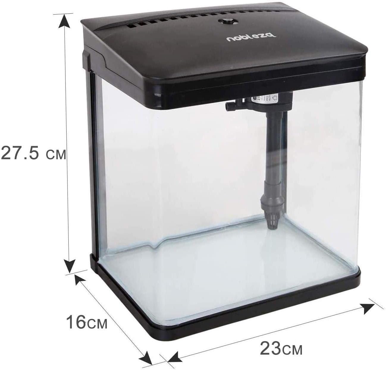Nobleza Nano-Fischtank mit LED und Filtersystem, 7 Liter, Schwarz