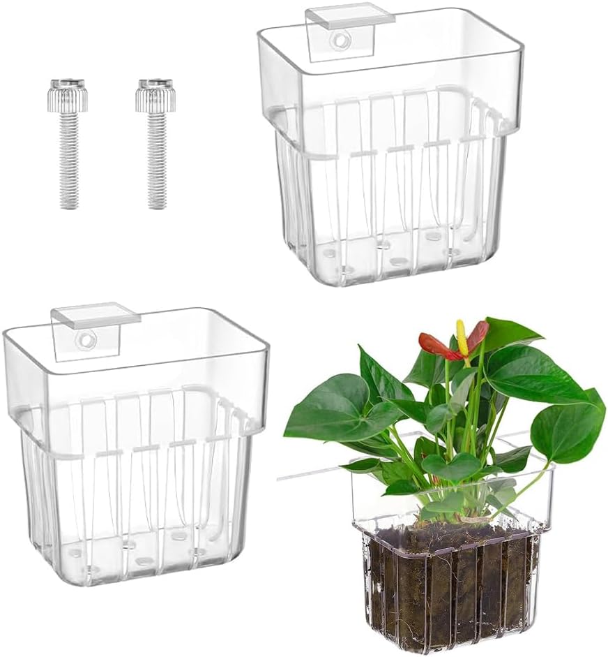 Aquarium Pflanzenständer – Transparente Wandhalterung für Wasserpflanzen, 2 Stück