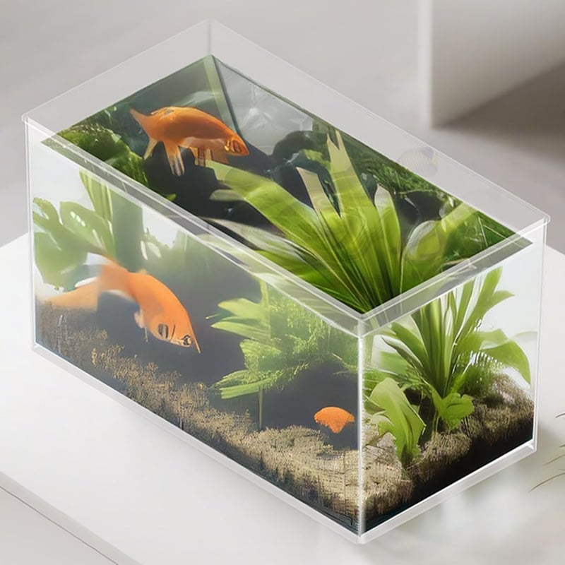 Randloses Mini-Aquarium für Kampffische und Dekoration