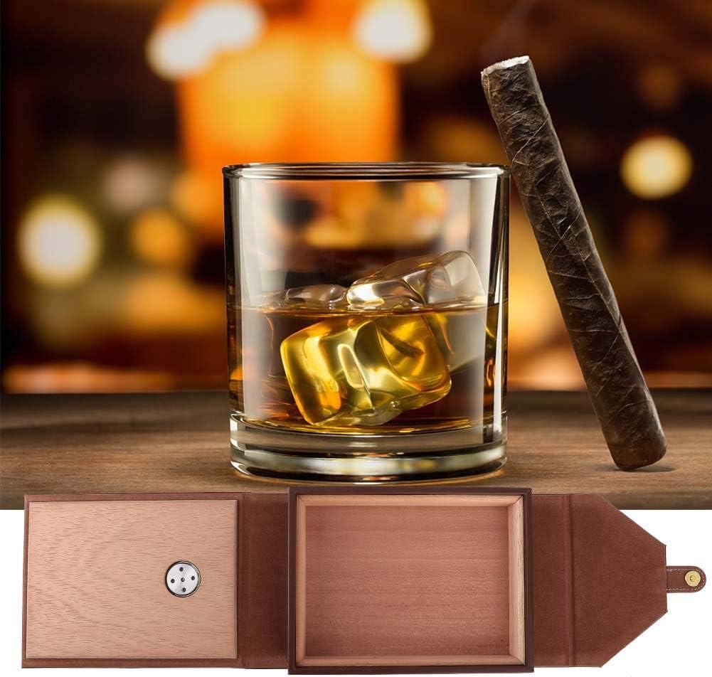Zedernholz-Humidor für 10-15 Zigarren, tragbar mit Hygrometer