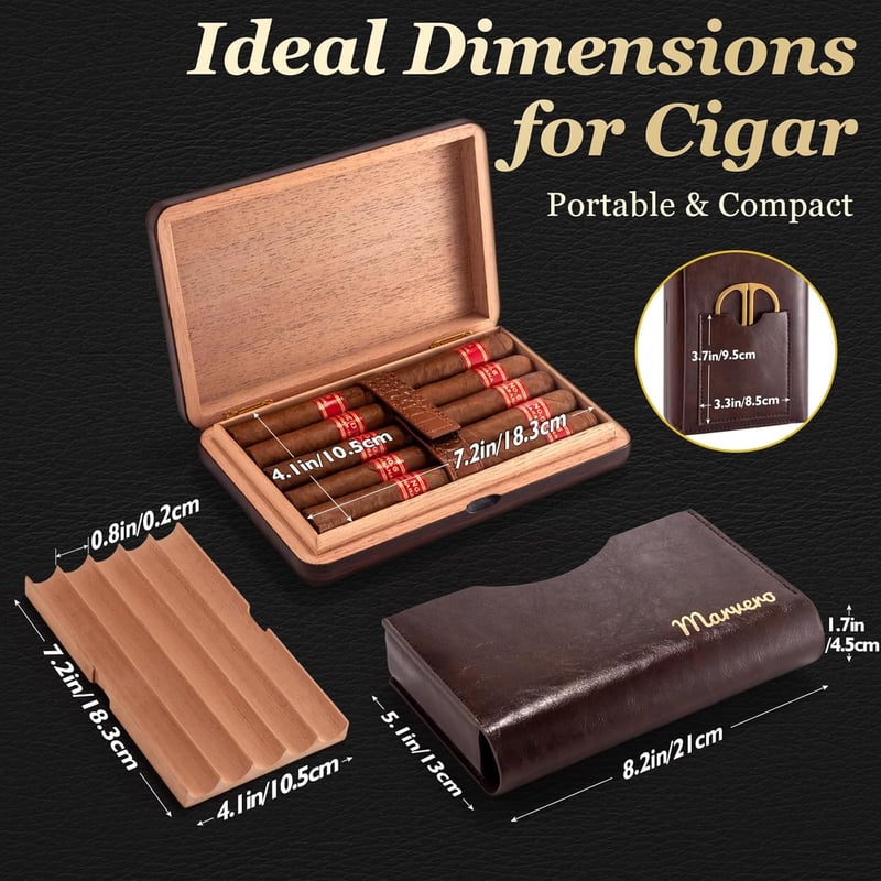 Tragbarer Zigarren Humidor aus spanischer Zeder für bis zu 10 Zigarren