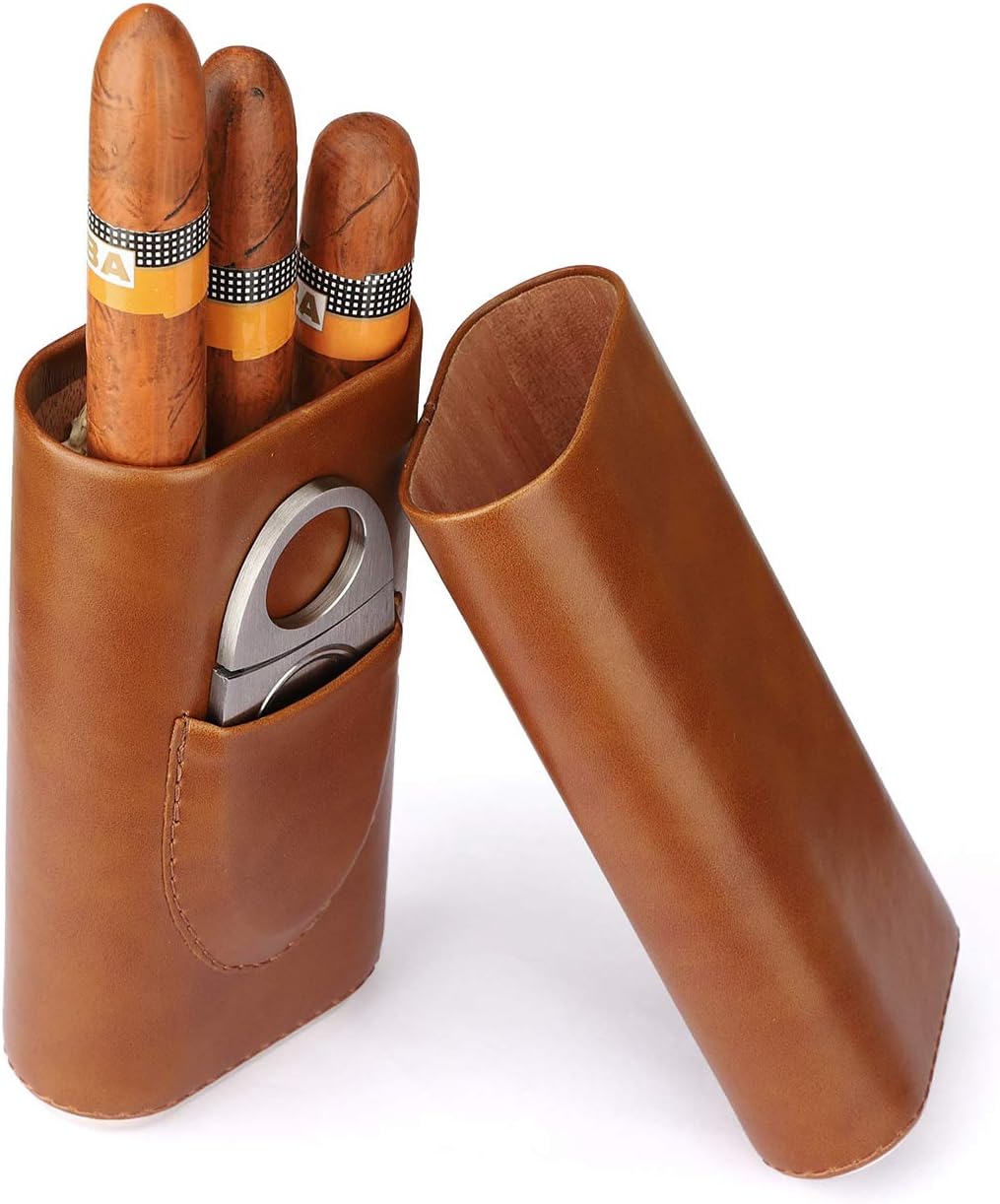 Tragbarer Humidor aus Zedernholz mit Edelstahl-Zigarrenschneider