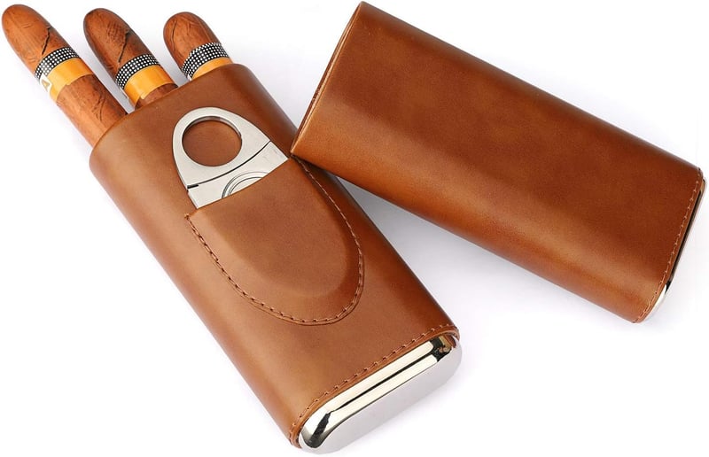 Tragbarer Humidor aus Zedernholz mit Edelstahl-Zigarrenschneider