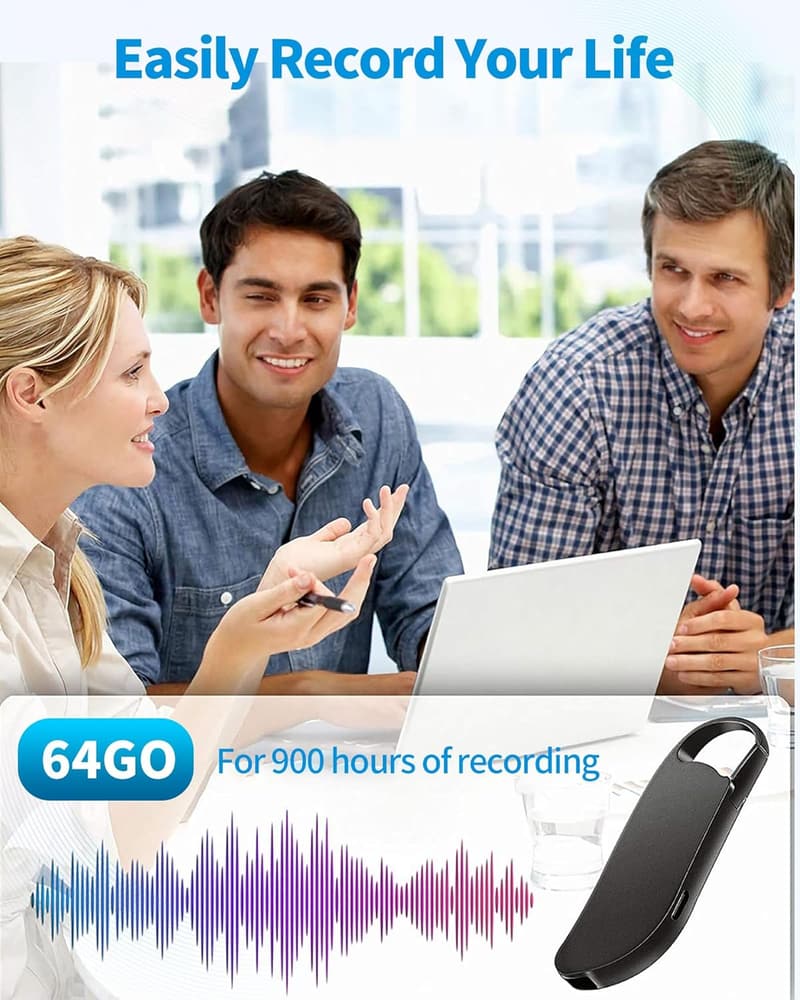 Vandlion 64GB Diktiergerät mit Sprachaktivierung für Vorträge und Meetings