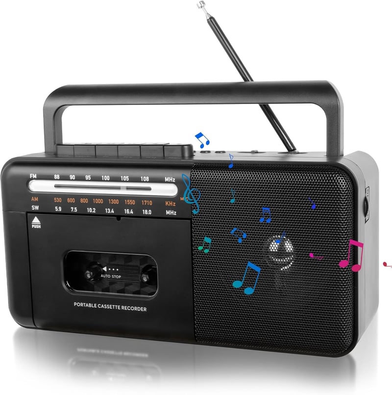 Vintage Kassettenrekorder mit AM/FM/Radiounterstützung und Lautsprecher
