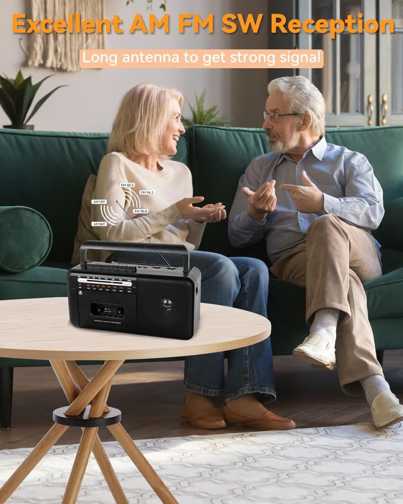Vintage Kassettenrekorder mit AM/FM/Radiounterstützung und Lautsprecher