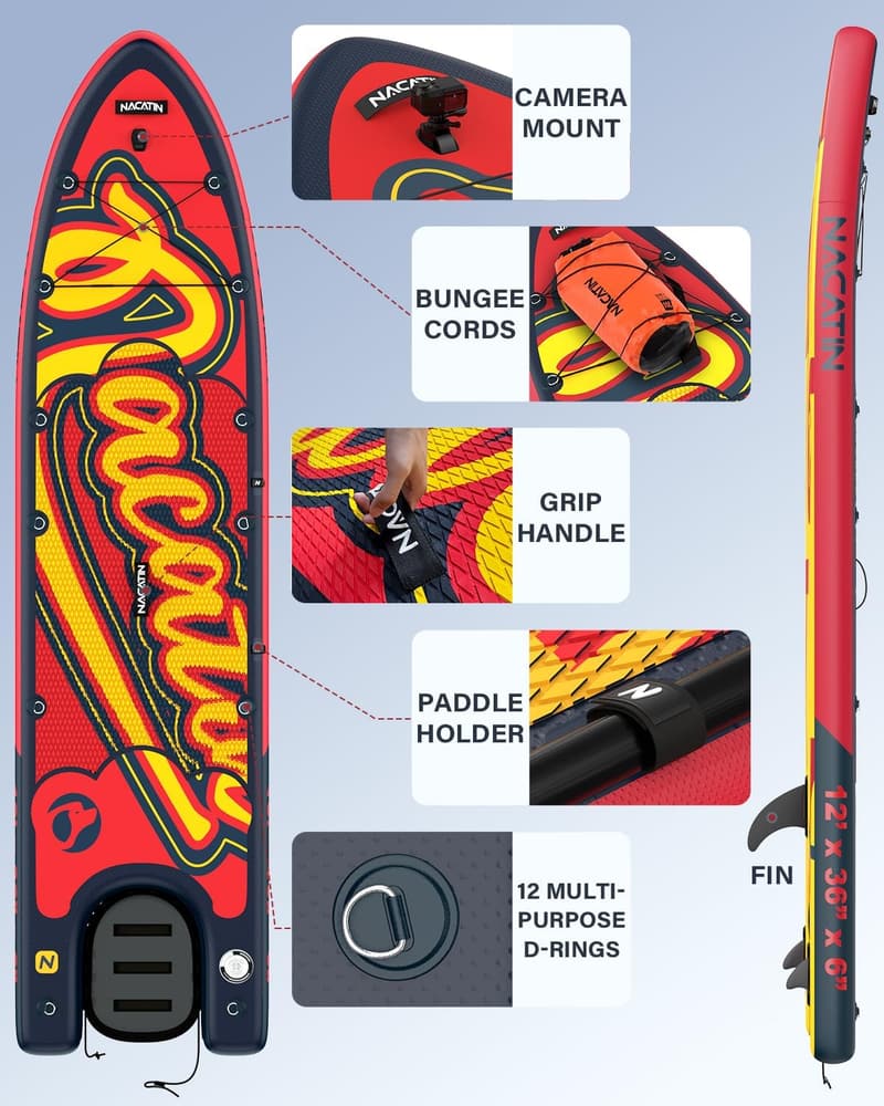 Familien-SUP-Set, 12' Aufblasbares Paddle Board mit Kayak-Umbausatz