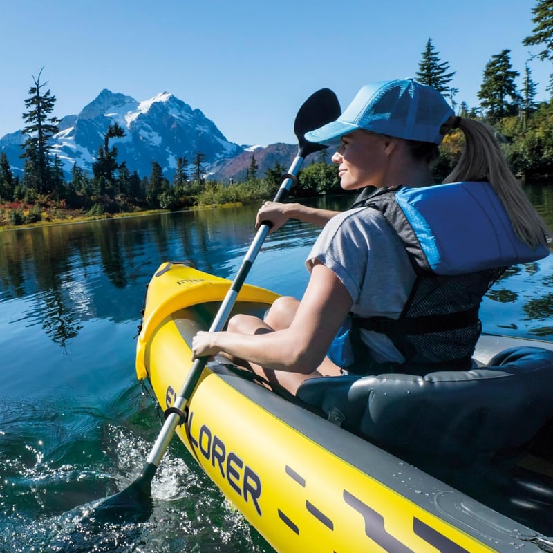 Intex Explorer K2 Kajak Set für 2 Personen mit Aluminium Paddeln und Luftpumpe