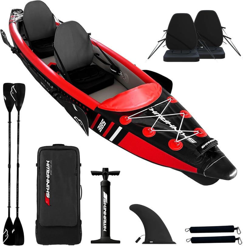SKINHAWK Premium Aufblasbares Kajak 385 cm in Rot