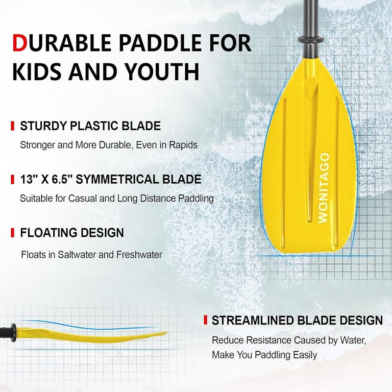 Einstellbares Kajak Doppelpaddel für Kinder, Aluminium & PP, 163-183 cm